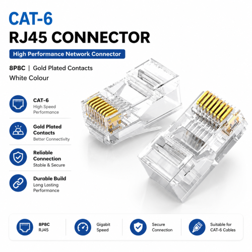 CONNECTOR CHINA CAT-6 RJ45 WHITE COLOUR